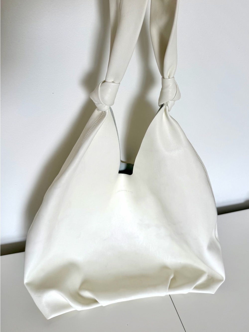Elizabeth and James Knot-Shoulder White Tote Bag